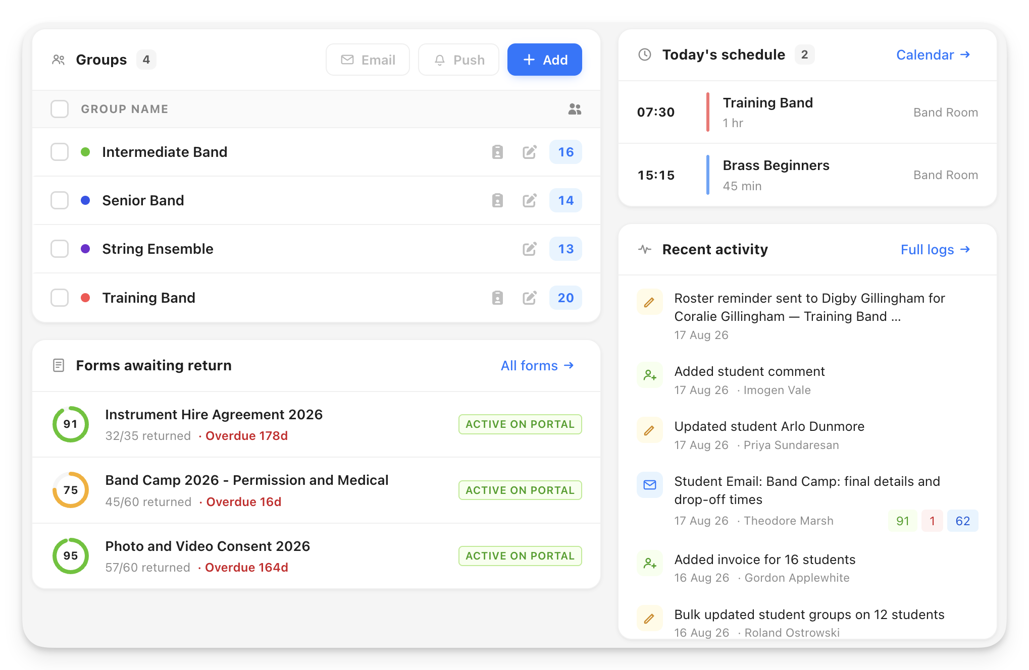 MSM dashboard