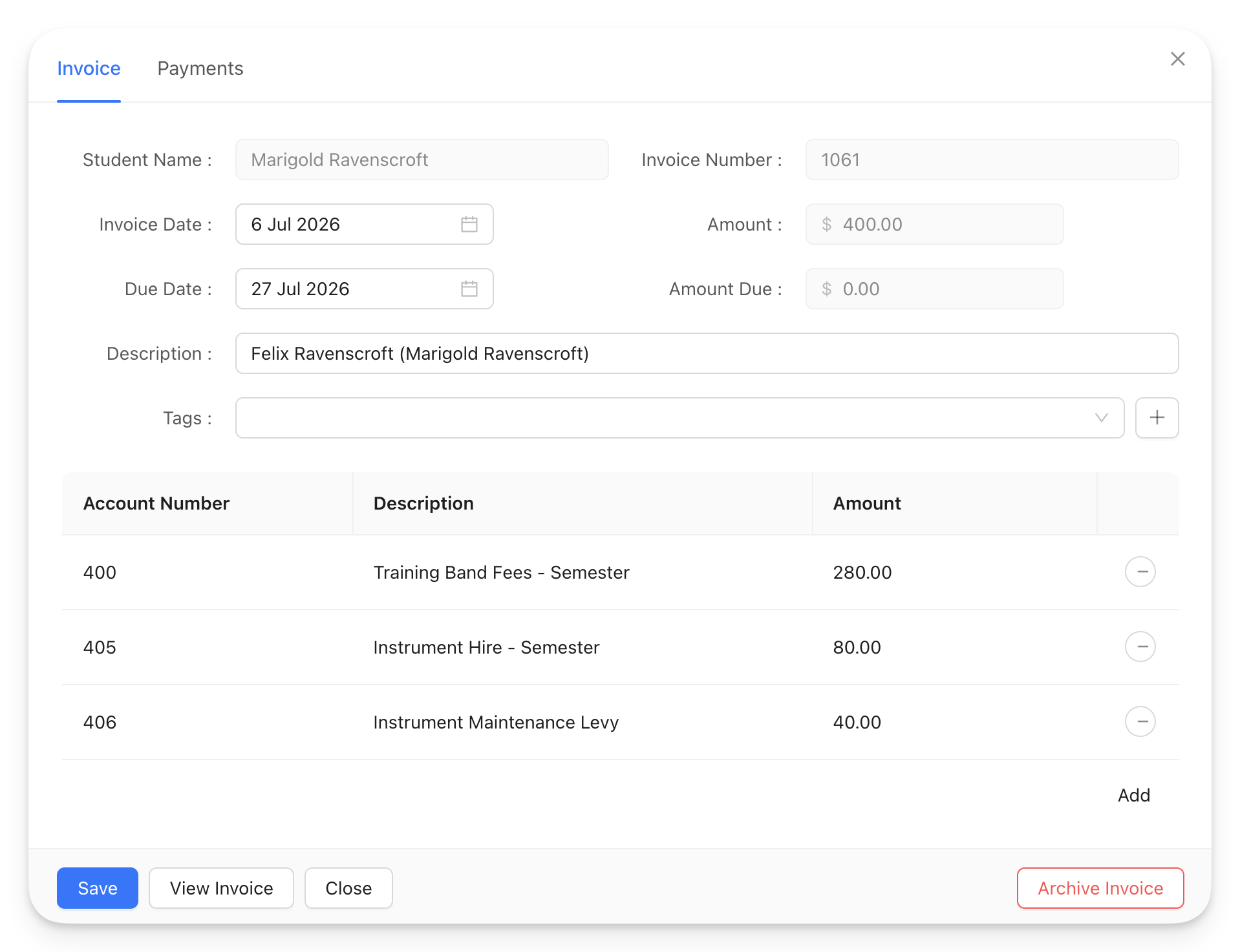 Invoice in MSM